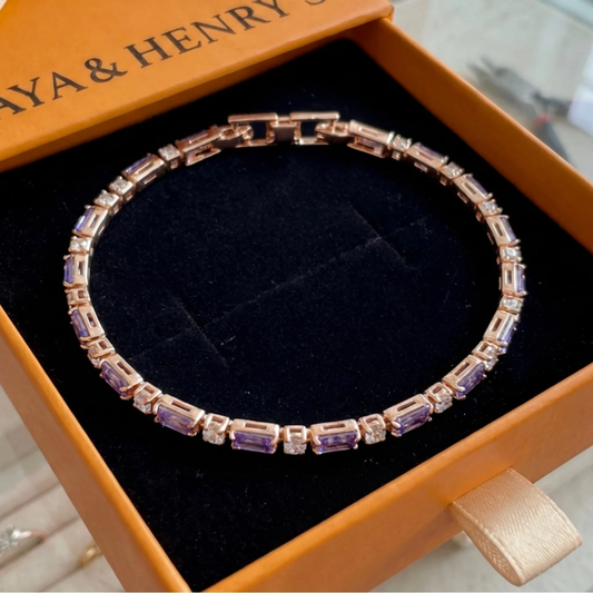 Bracelet Tennis Prisme Améthyste | Or Rose