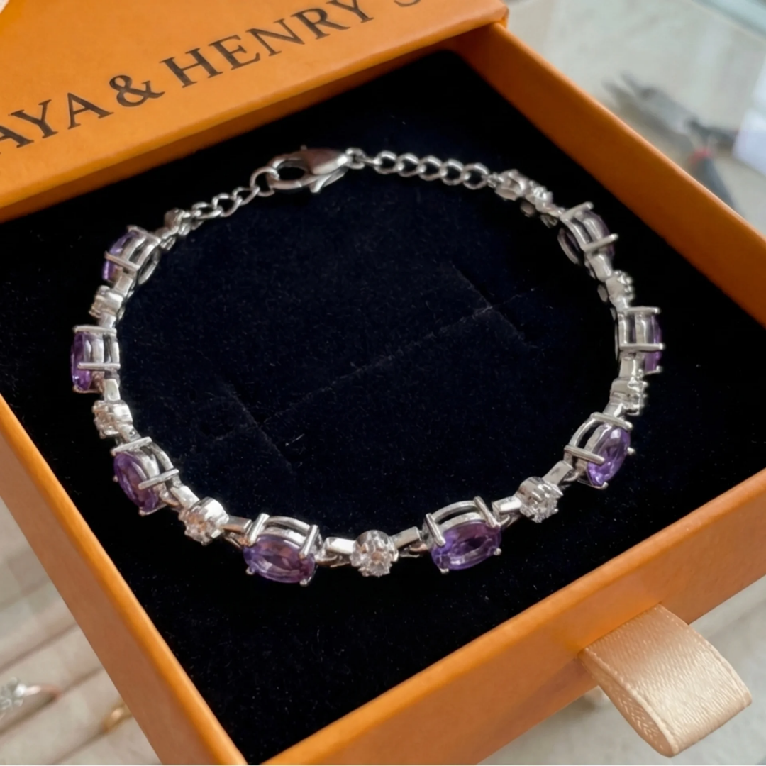 Bracelet Lumière des Étoiles Améthyste | Or Blanc