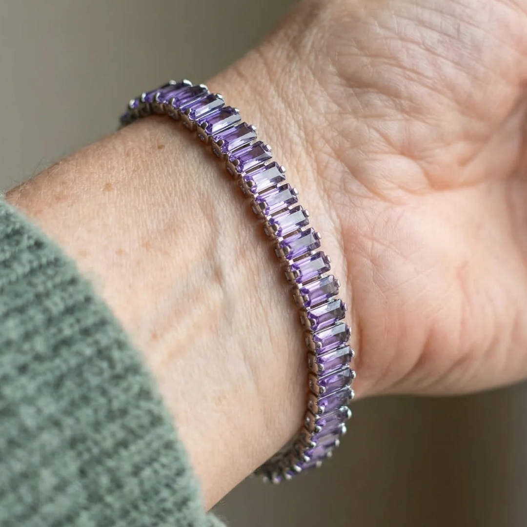 Bracelet Tennis Vertéa Améthyste | Or Blanc