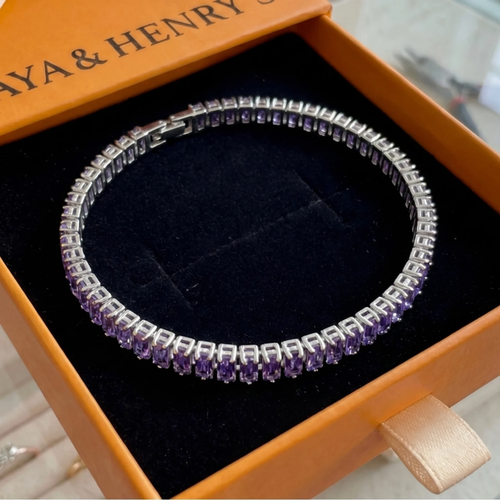 Bracelet Tennis Vertéa Améthyste | Or Blanc