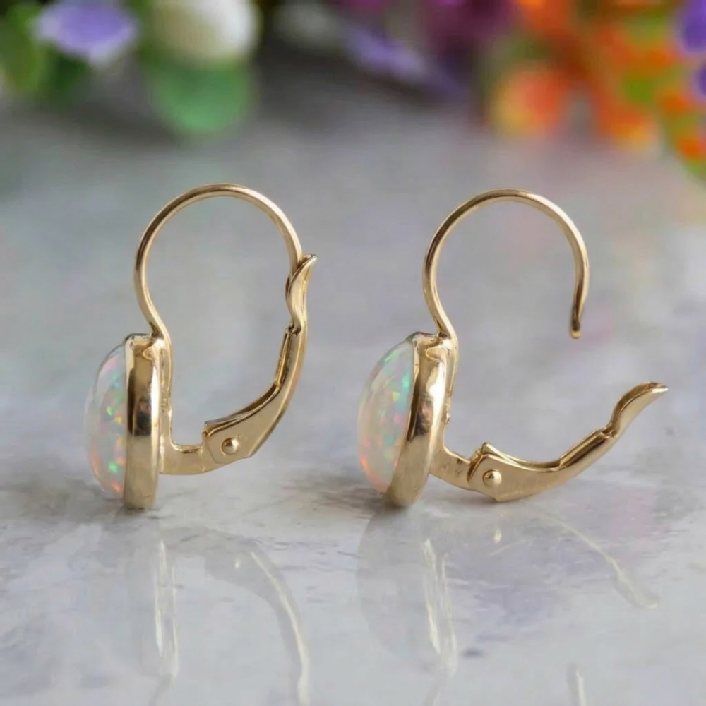 Boucles d'Oreilles Opale Lumineuse Antique | Or
