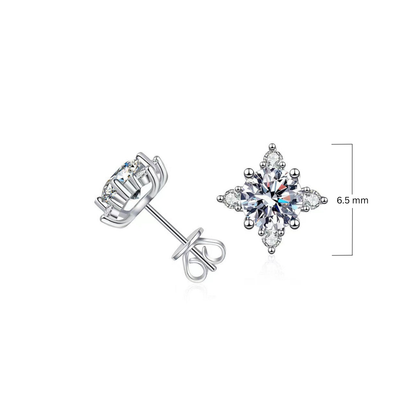 Boucles d'Oreilles Fleur Aurélie | Or Blanc