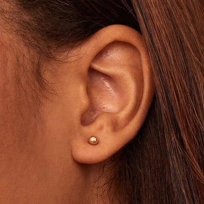 Boucles d'Oreilles Clou Boule | Or Blanc