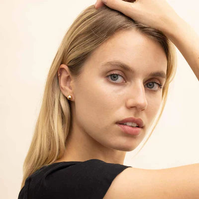 Boucles d'Oreilles Clou Boule | Or Blanc
