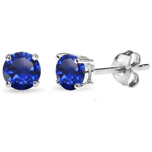 Boucles d'Oreilles Clou Saphir Classique | Or Blanc