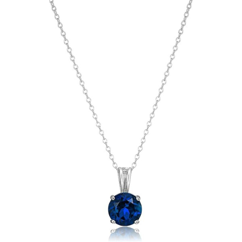Collier Saphir Taille Ronde | Or Blanc