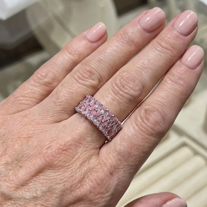 Bague Éternité Cascade Rosée | Or Blanc