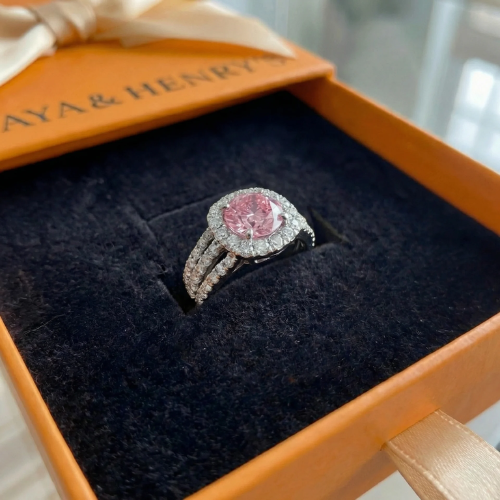 Bague Halo Impératrice Rosée | Or Blanc