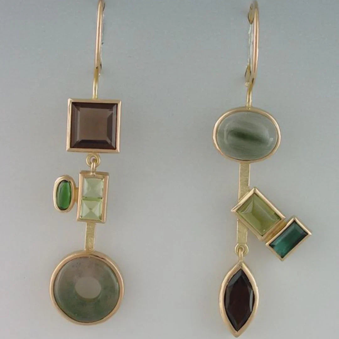 Boucles d'Oreilles Pendantes Cristal Forêt Vintage | Or