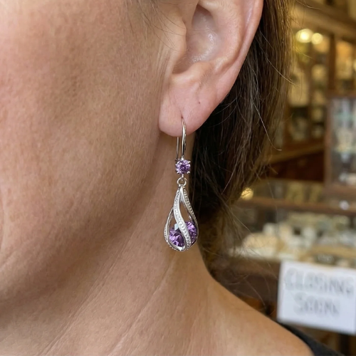 Boucles d'Oreilles Torsadées Calithra Lumen | Or Blanc