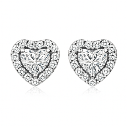 Boucles d'Oreilles Cœur Luna | Or Blanc