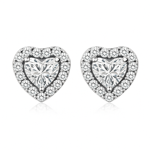 Boucles d'Oreilles Cœur Luna | Or Blanc