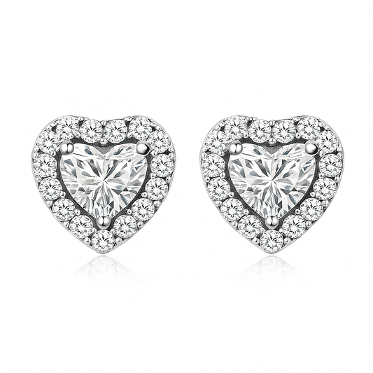 Boucles d'Oreilles Cœur Luna | Or Blanc