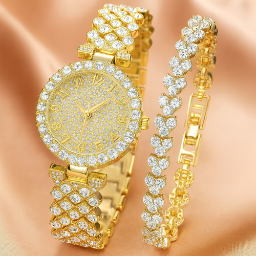 Parure Montre et Bracelet Éclat Luxueux | Or