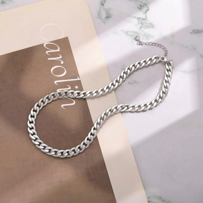 Collier Maille Cubaine Épaisse | Or Blanc