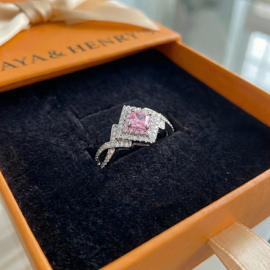 Bague Carrée Pavée Couture | Or Blanc