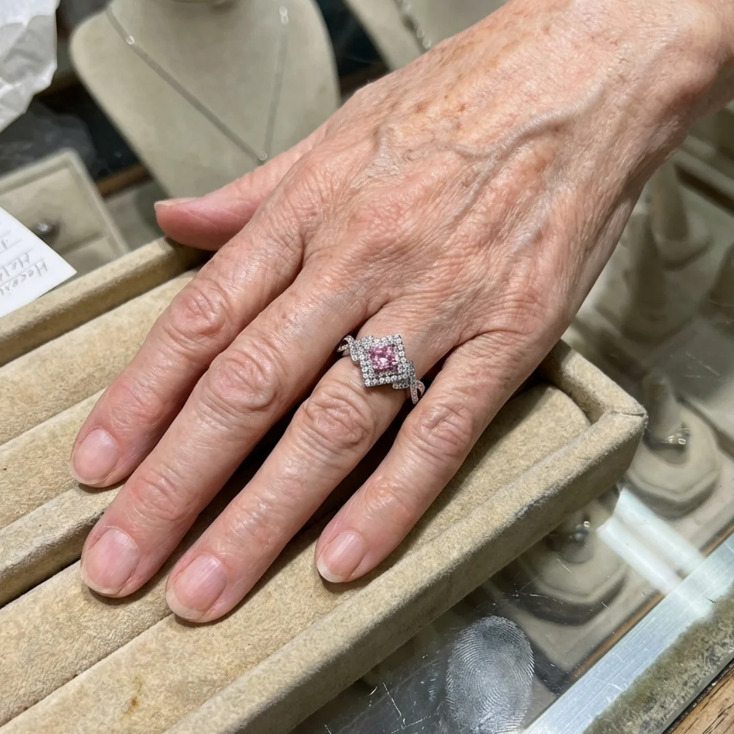 Bague Carrée Pavée Couture | Or Blanc