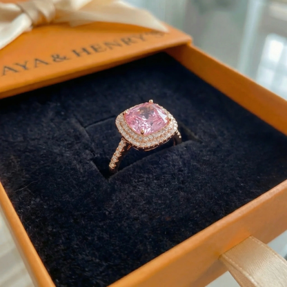 Bague Saphir Rose Coussin | Or Rose
