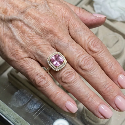 Bague Saphir Rose Coussin | Or Rose
