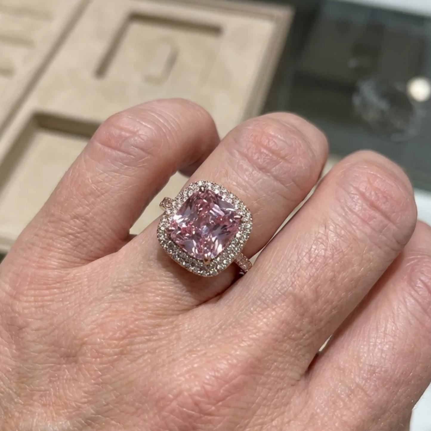 Bague Saphir Rose Coussin | Or
