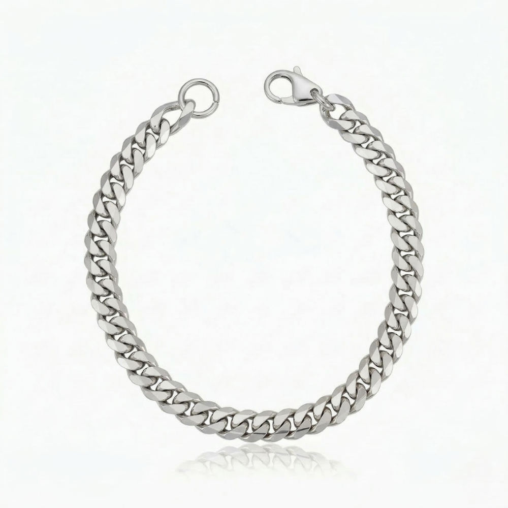 Bracelet Maille Cubaine Vintage | Or Blanc
