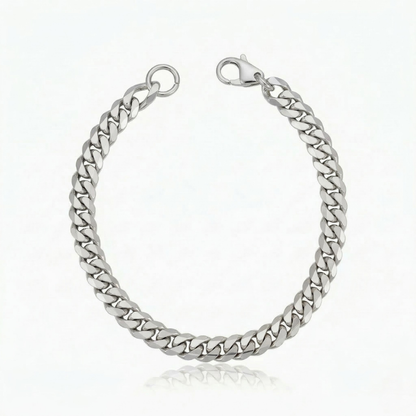 Bracelet Maille Cubaine Vintage | Or Blanc
