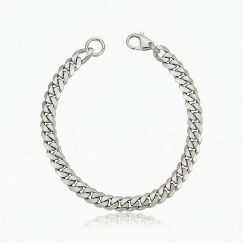 Bracelet Maille Cubaine Vintage | Or Blanc