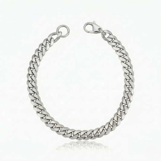 Bracelet Maille Cubaine Vintage | Or Blanc