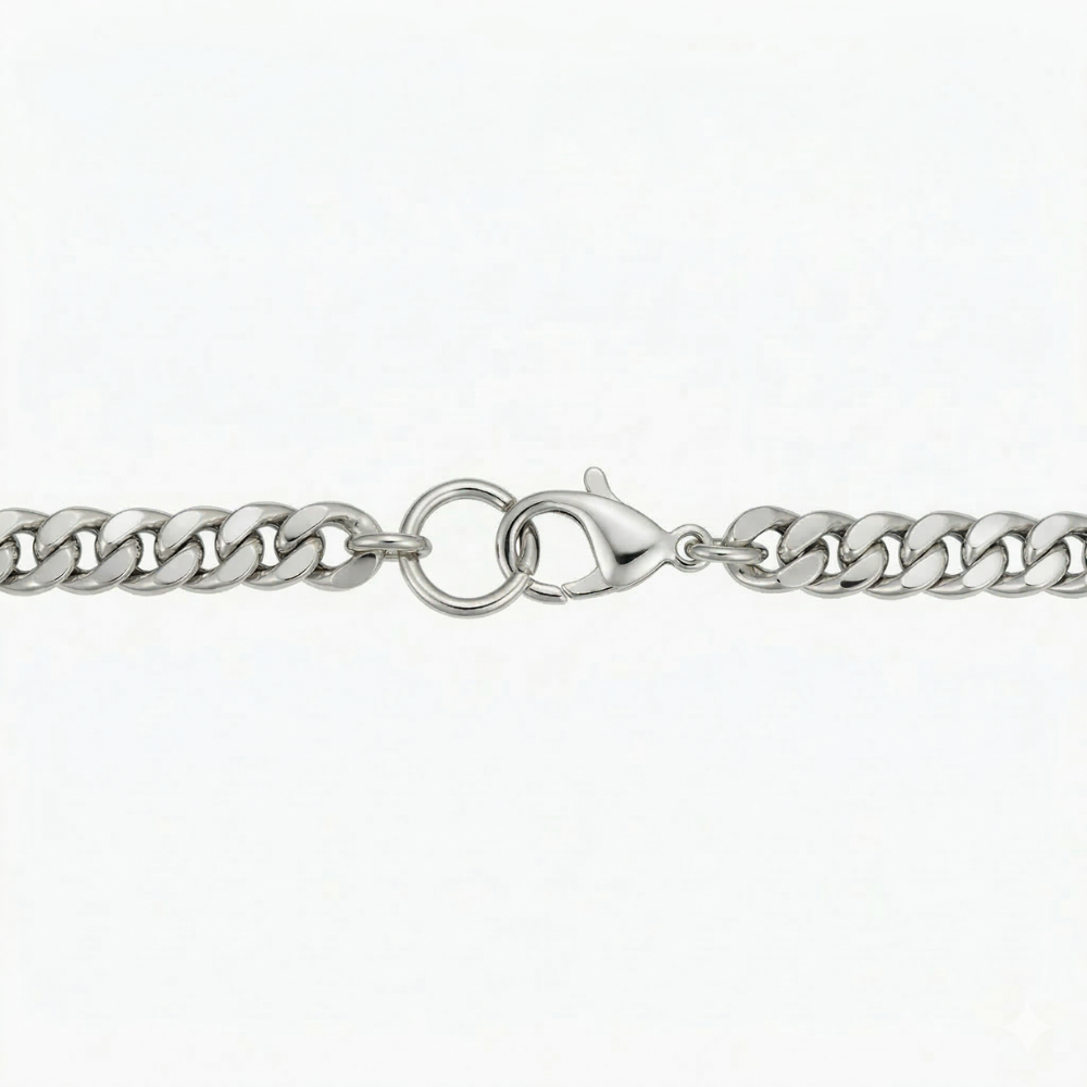 Bracelet Maille Cubaine Vintage | Or Blanc