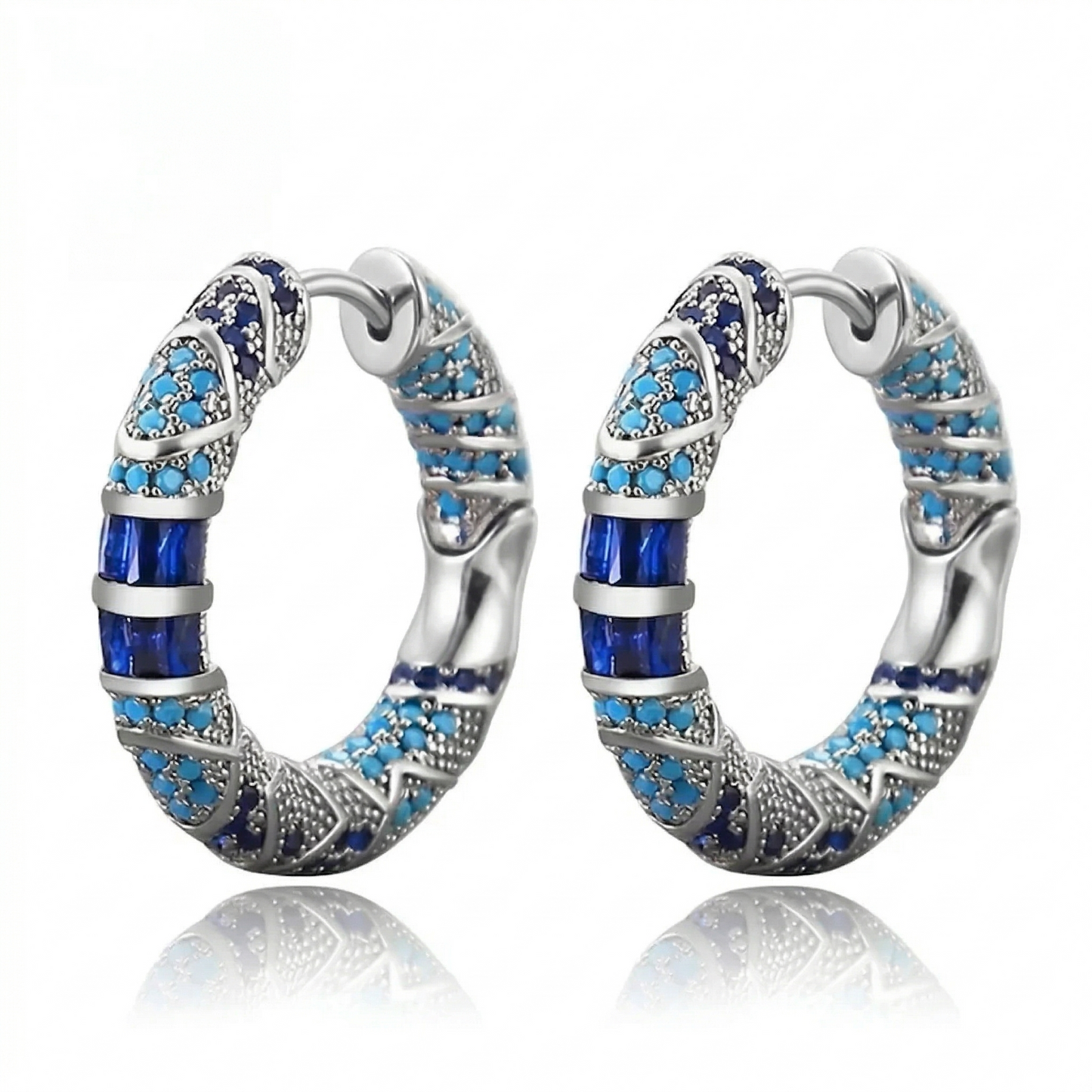 Boucles d'Oreilles Créoles Étincelle Glacée | Or Blanc