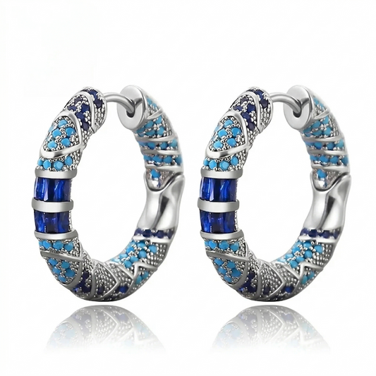 Boucles d'Oreilles Créoles Étincelle Glacée | Or Blanc