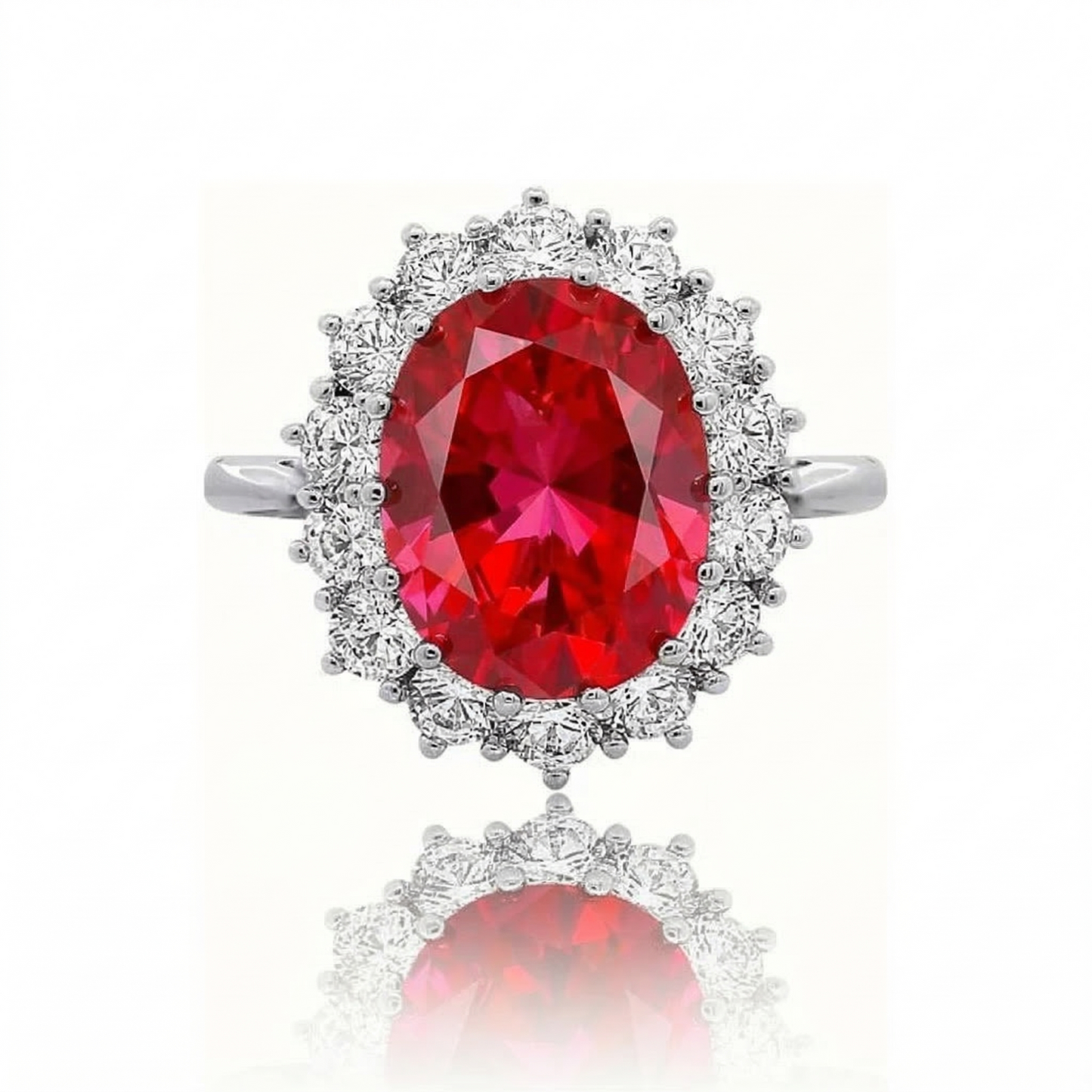 Bague Couronne Rubis Écarlate | Or Blanc