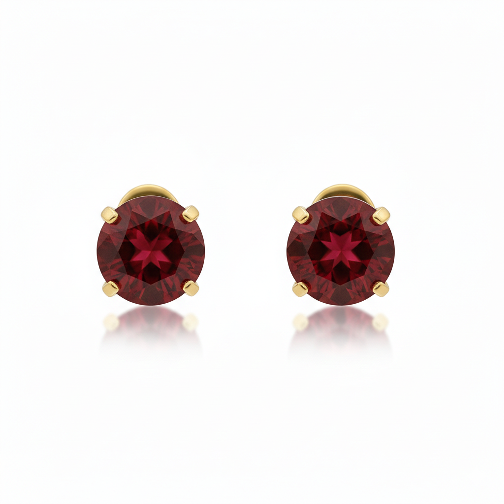 Boucles d'Oreilles Clou Rubis Rond | Or