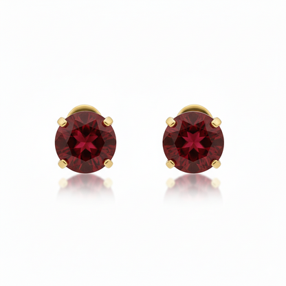 Boucles d'Oreilles Clou Rubis Rond | Or