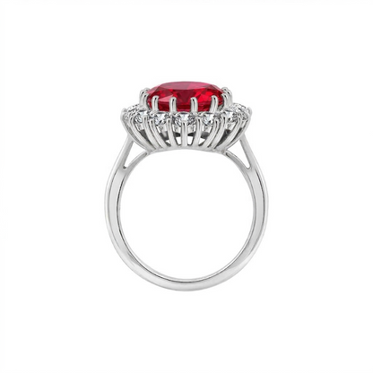 Bague Couronne Rubis Écarlate | Or Blanc