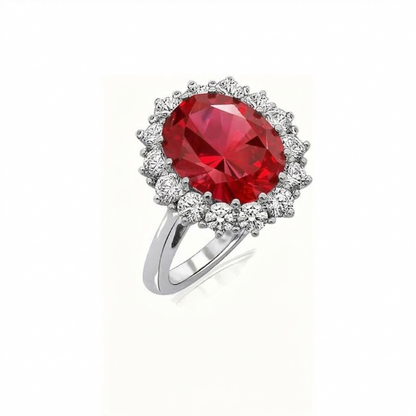 Bague Couronne Rubis Écarlate | Or Blanc