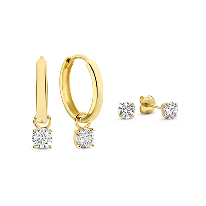 Parure Boucles d'Oreilles Pierre Larmes de Lune | Or Blanc