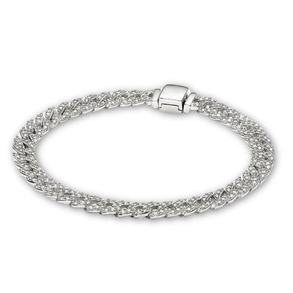 Bracelet Maille Cubaine Pavé | Or Blanc