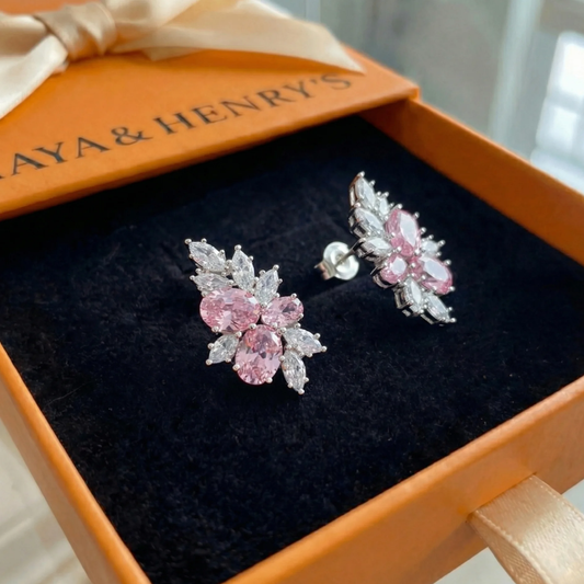 Boucles d'Oreilles Lyra Blushbloom | Or Blanc