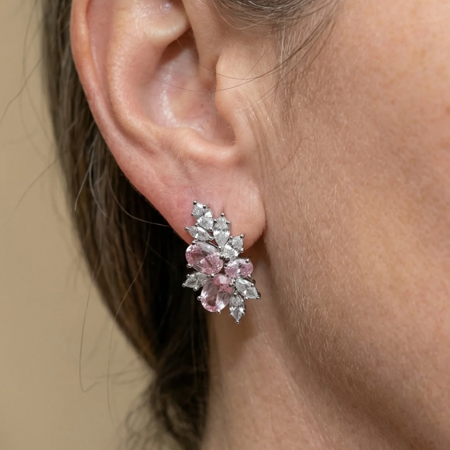 Boucles d'Oreilles Lyra Blushbloom | Or Blanc