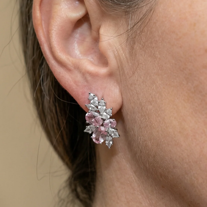 Boucles d'Oreilles Lyra Blushbloom | Or Blanc