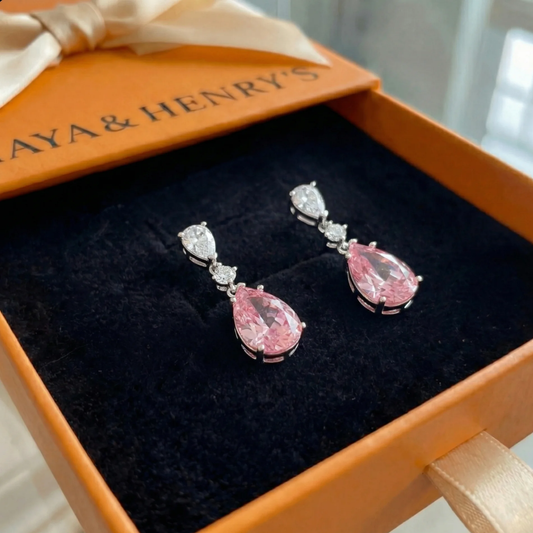 Boucles d'Oreilles Pendantes Mireya Blushflare | Or Blanc