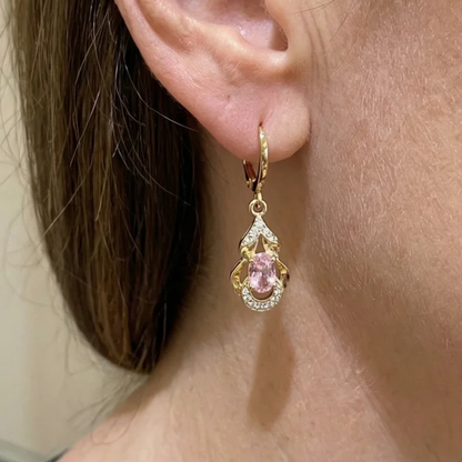 Boucles d'Oreilles Larme Blush Clair de Lune | Or Rose
