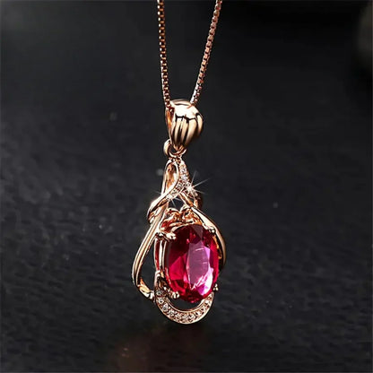 Collier Cristal Rouge Doré Exquis | Or