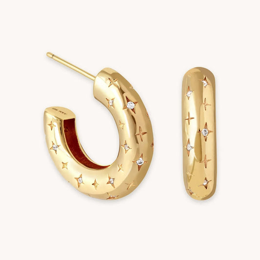 Boucles d'Oreilles Créoles Cosmiques | Or