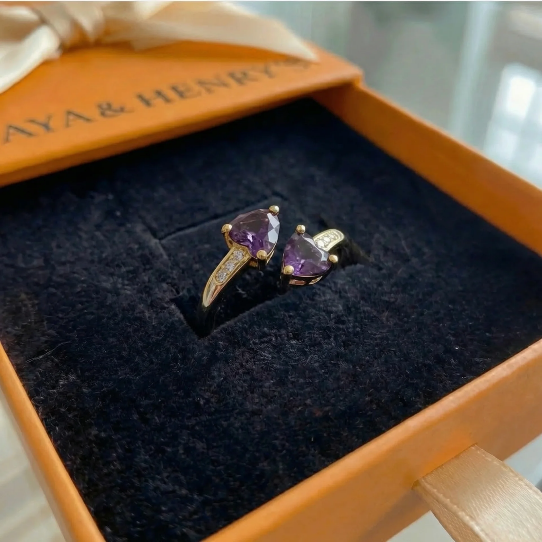 Bague Enroulée Cœur Violet Noctira | Or