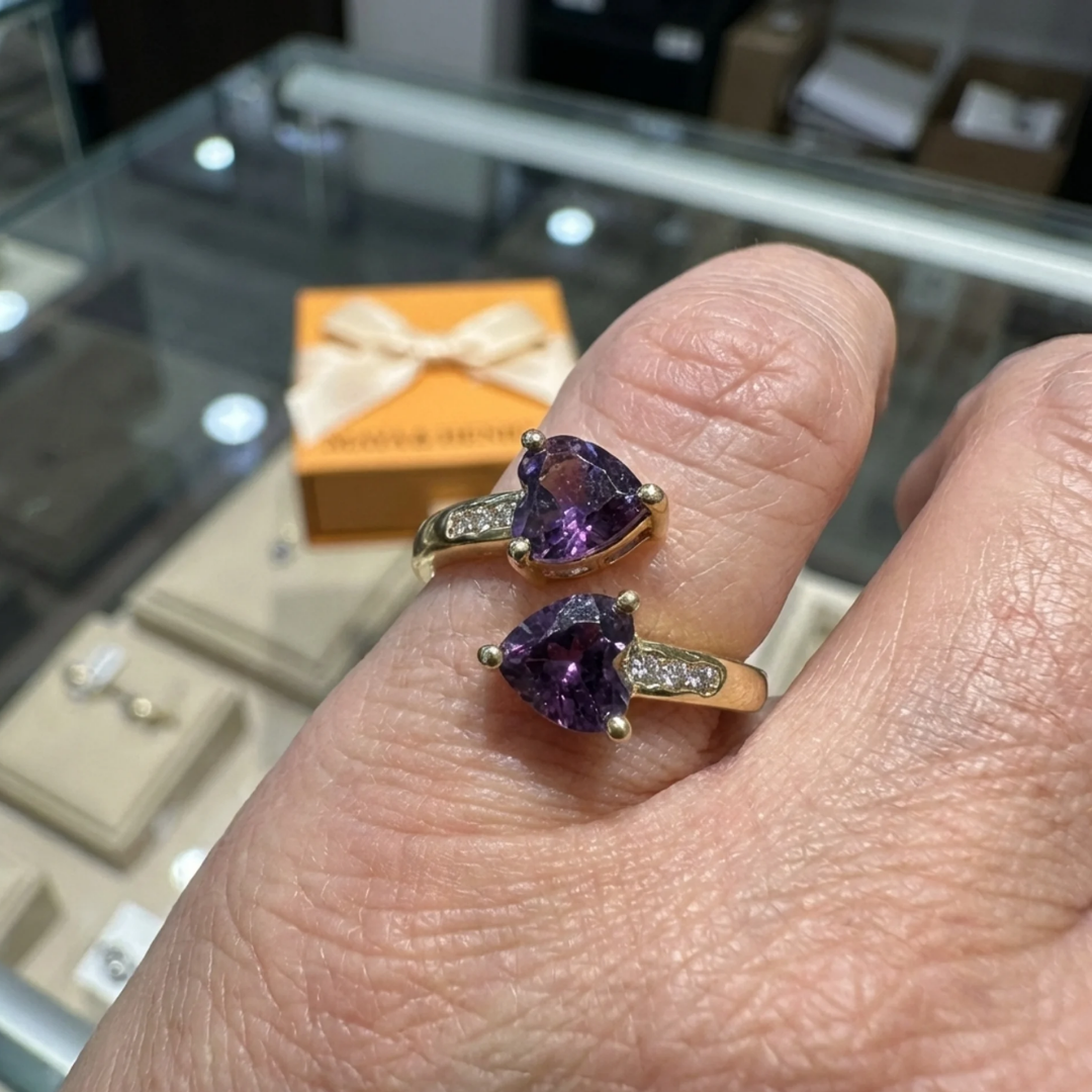 Bague Enroulée Cœur Violet Noctira | Or