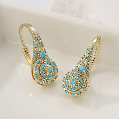 Boucles d'Oreilles Grappe Turquoise Valenne | Or