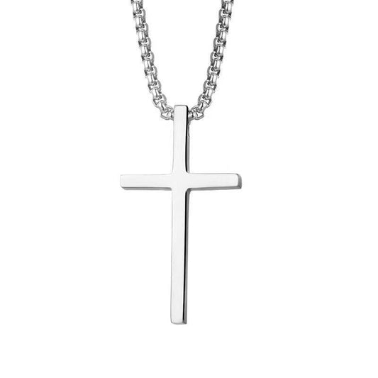 Collier Croix Serti Clos | Or Blanc