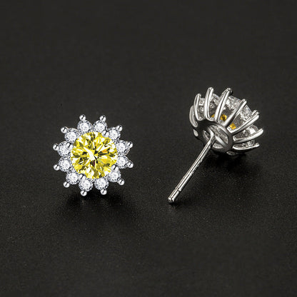 Boucles d'Oreilles Muse Jaune Ensoleillée | Or Blanc